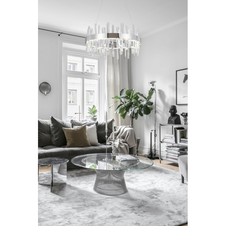 Bethel 24" Chrome Finish LED Chandelier with Clear Crystal Accents
