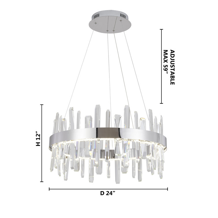 Bethel 24" Chrome Finish LED Chandelier with Clear Crystal Accents