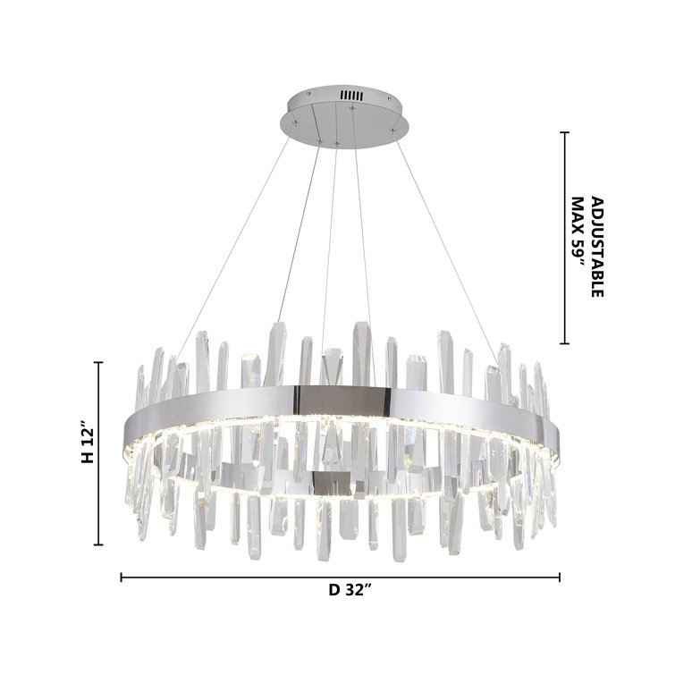 Exquisite Chrome Finish LED Chandelier with Clear Crystal Accents
