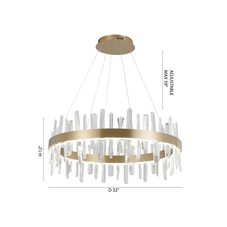 Gold Crystal 32" Plug-in LED Chandelier