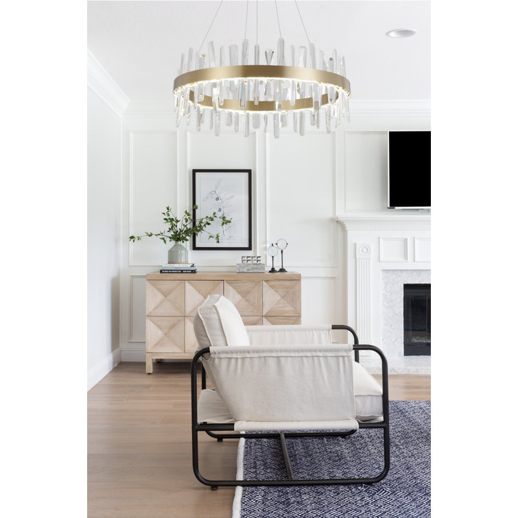 Gold Crystal 32" Plug-in LED Chandelier
