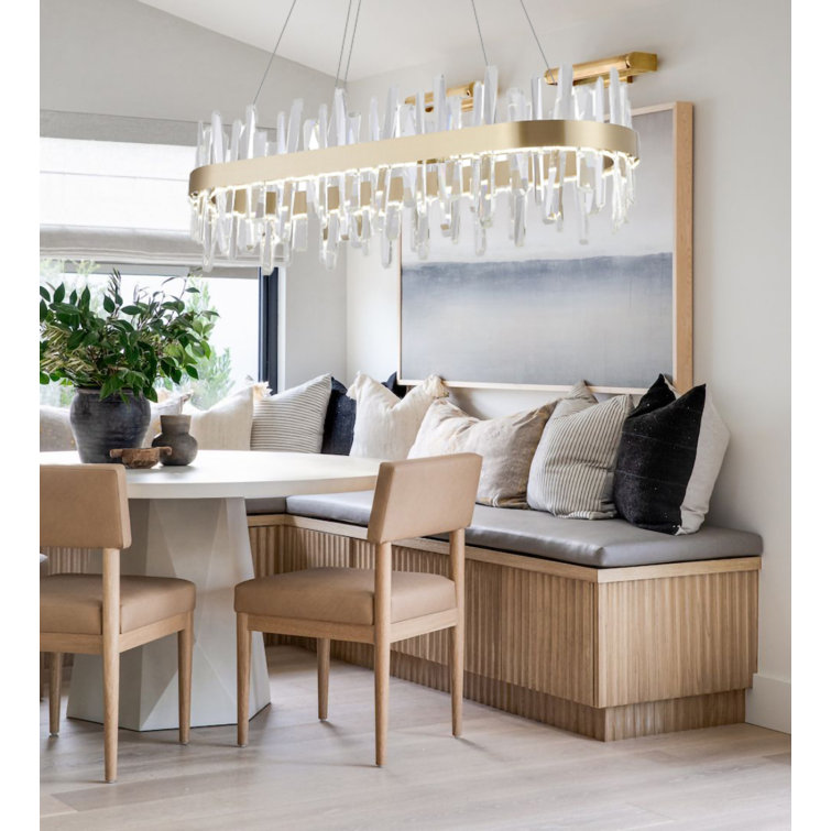 Bethel Oval Gold Stainless Steel LED Chandelier with Clear Crystal Accents