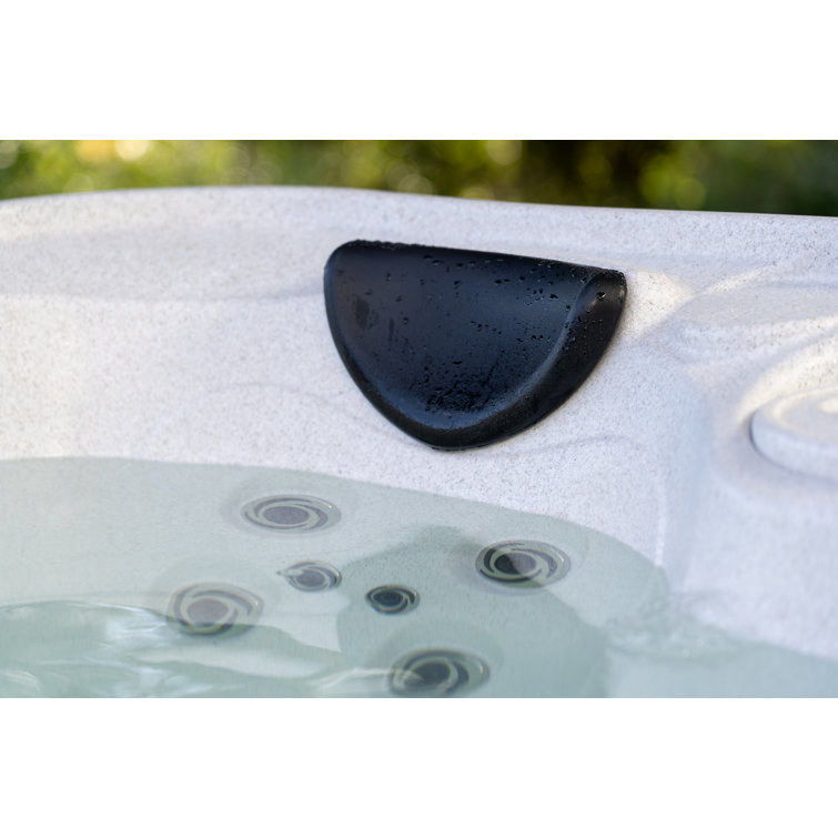 Whitestone and Black Onyx 6-Person Square Hot Tub with Jets