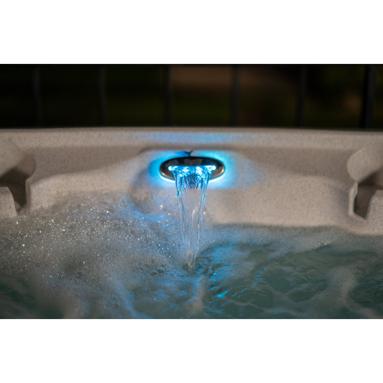 Whitestone and Black Onyx 6-Person Square Hot Tub with Jets