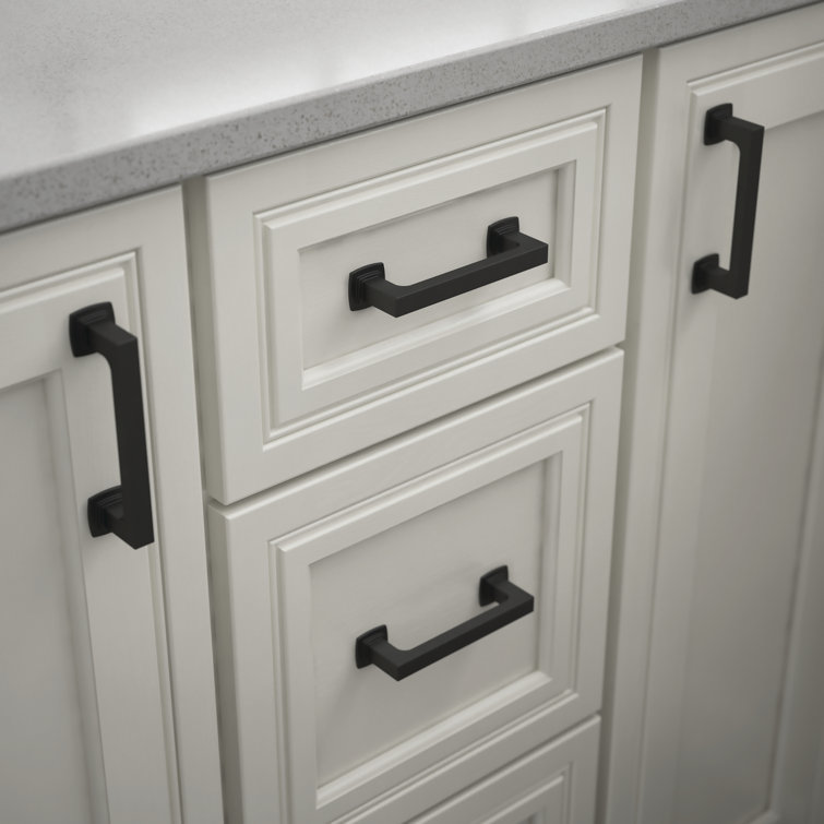 Matte Black Brass Bar Pulls with Mounting Hardware, Set of 10
