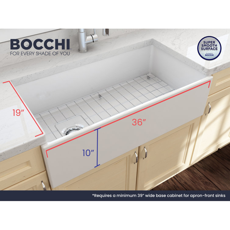White Fireclay 36" Farmhouse Apron Single Bowl Kitchen Sink