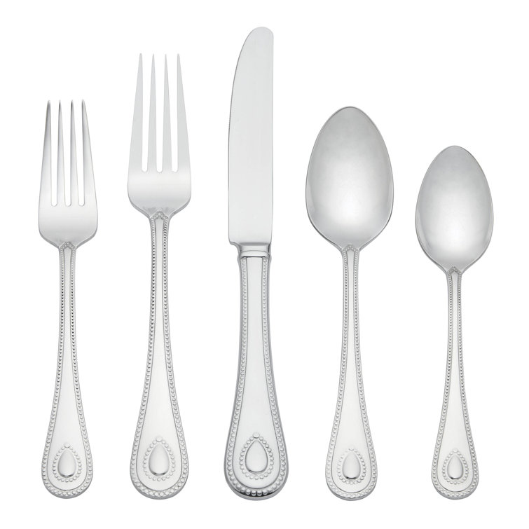 Elegant 65-Piece Stainless Steel Flatware Set with Beaded Handles