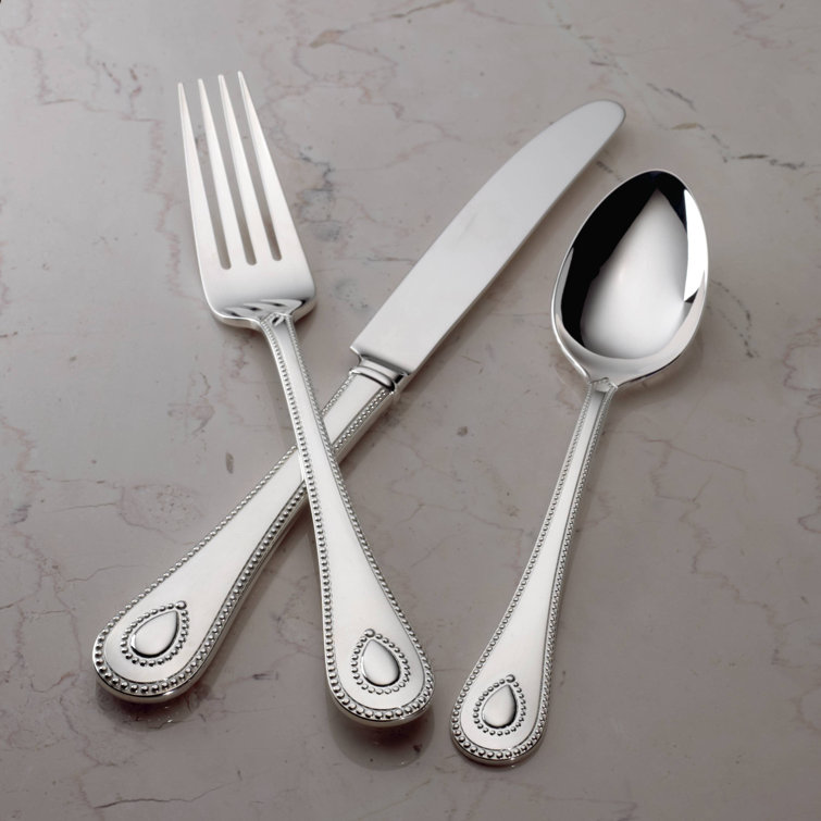 Elegant 65-Piece Stainless Steel Flatware Set with Beaded Handles