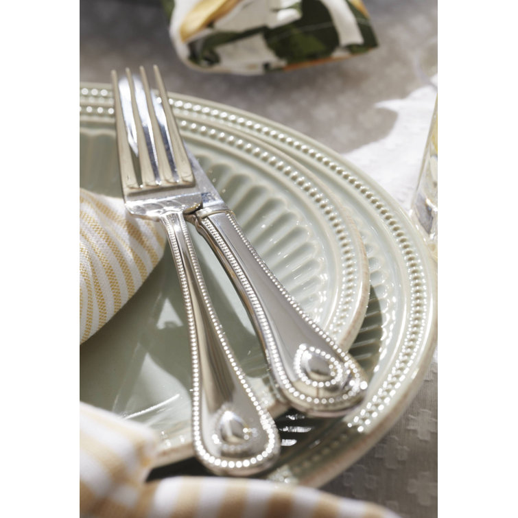 Elegant 65-Piece Stainless Steel Flatware Set with Beaded Handles