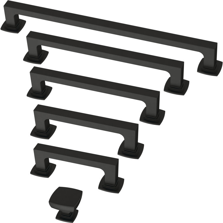 Matte Black Brass Bar Pulls with Mounting Hardware, Set of 10
