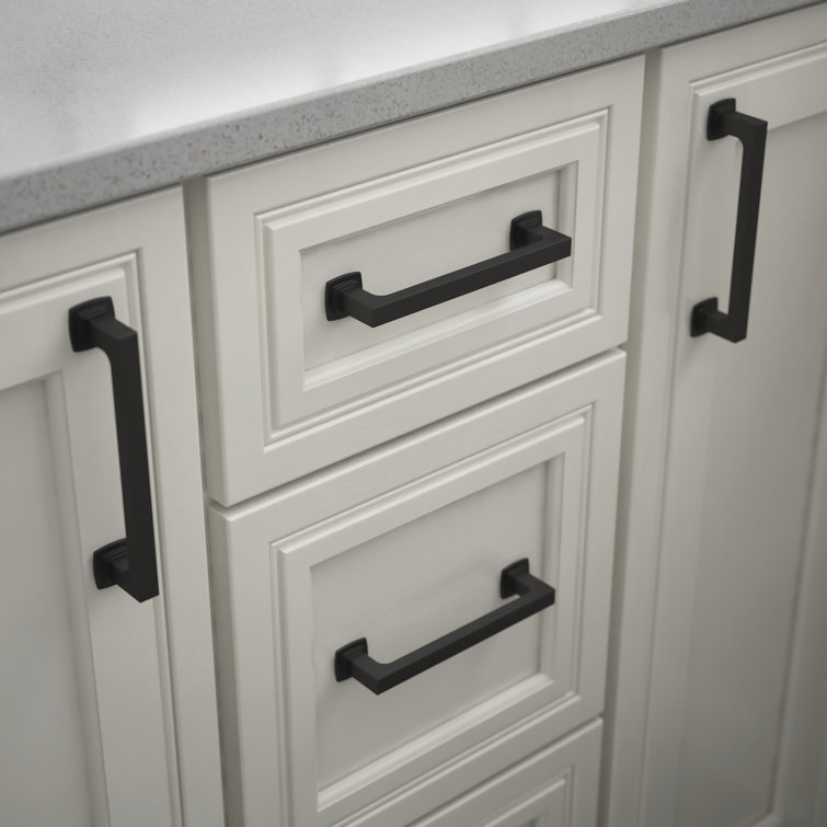 Matte Black Brass Bar Pulls with Mounting Hardware, Set of 10