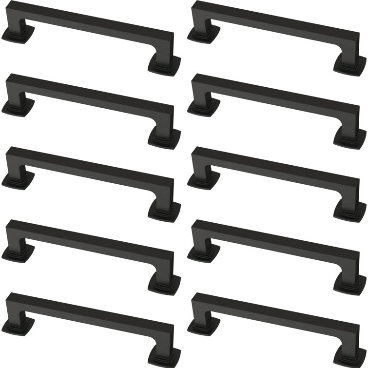 Matte Black Brass Bar Pulls with Mounting Hardware, Set of 10