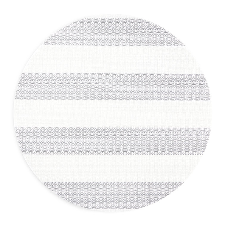 Gray and White Cabana Stripe Round Vinyl Placemats, 15" Set of 4