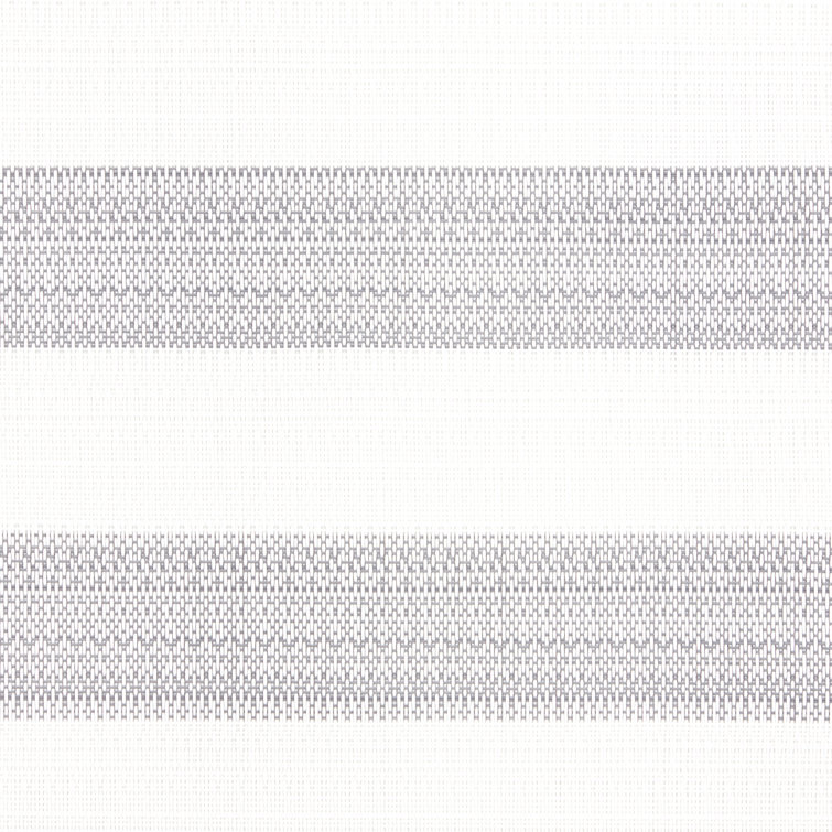 Gray and White Cabana Stripe Round Vinyl Placemats, 15" Set of 4