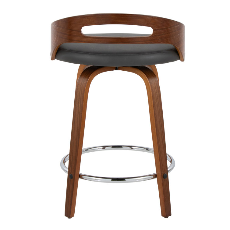 Dark Brown Swivel Wood and Metal Counter Stool