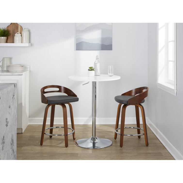 Dark Brown Swivel Wood and Metal Counter Stool