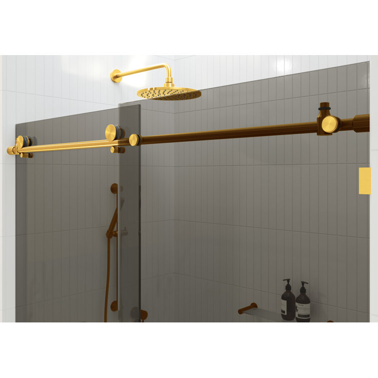 Equinox 56 - 60 in. x 60 in. Fully Frameless Gray Tinted Sliding Bathtub Door