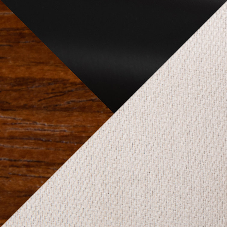 Beige Upholstered Swivel Counter Stools with Walnut Bent Wood Legs