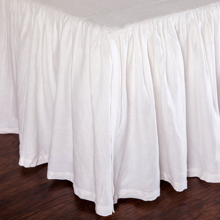 White Linen Gathered California King Bed Skirt