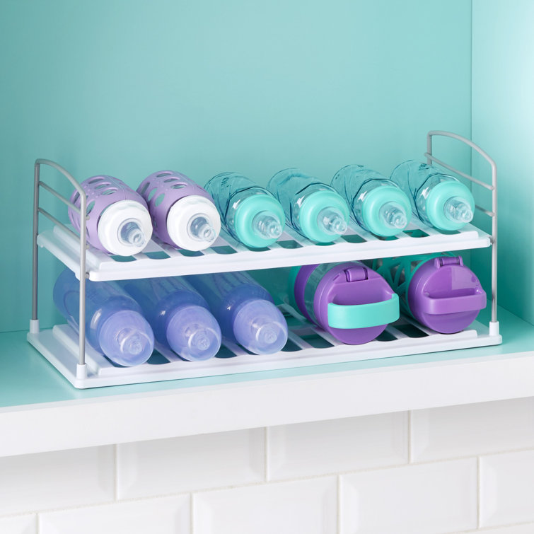 Adjustable 2-Shelf Wide Steel Bottle & Mug Organizer