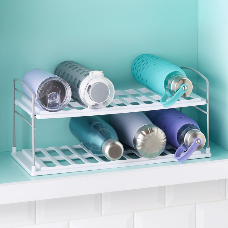 Adjustable 2-Shelf Wide Steel Bottle & Mug Organizer