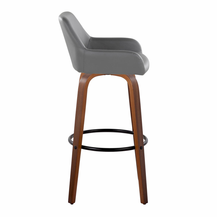 Daniella 30" Dark Gray Walnut Wood Swivel Barstool Set