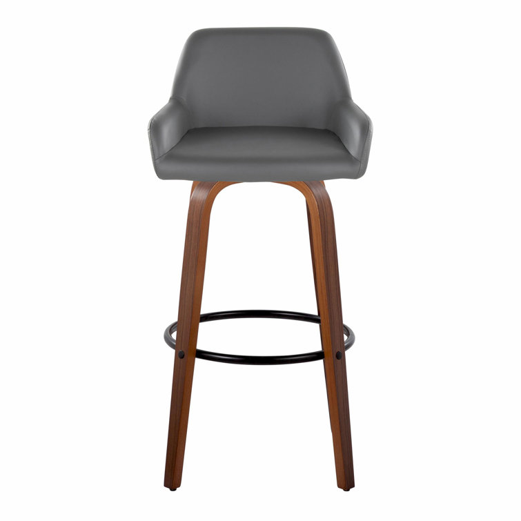 Daniella 30" Dark Gray Walnut Wood Swivel Barstool Set