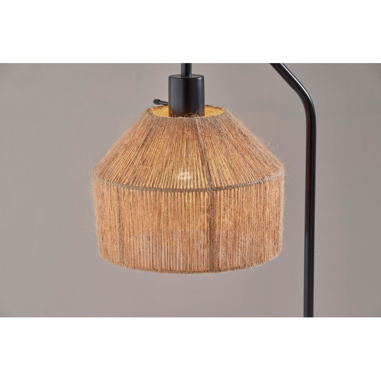 Black Steel Table Lamp with Brown Burlap Shade