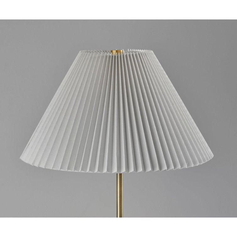 Antique Brass Floor Lamp with White Pleated Shade