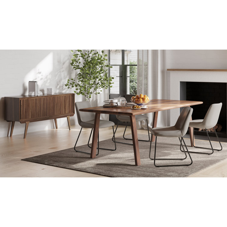 Elegant Walnut Wood Buffet with Sliding Doors and Adjustable Shelves