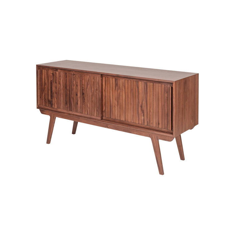 Elegant Walnut Wood Buffet with Sliding Doors and Adjustable Shelves