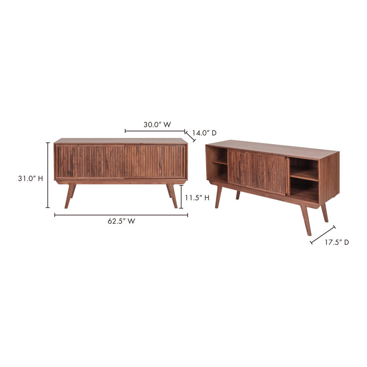Elegant Walnut Wood Buffet with Sliding Doors and Adjustable Shelves