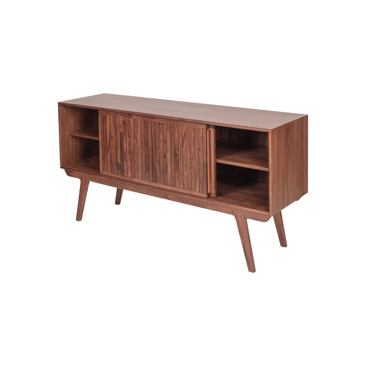 Elegant Walnut Wood Buffet with Sliding Doors and Adjustable Shelves