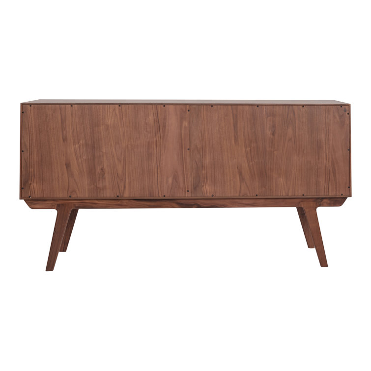 Elegant Walnut Wood Buffet with Sliding Doors and Adjustable Shelves