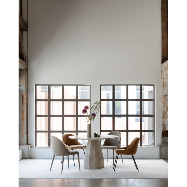 Light Grey Upholstered Iron Dining Chair Set with Foam Cushion