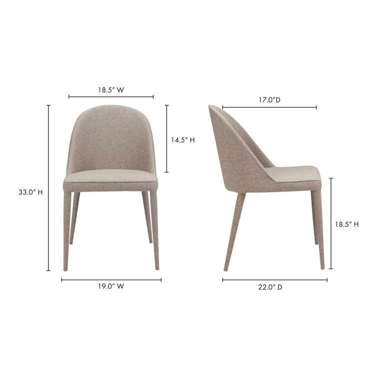 Light Grey Upholstered Iron Dining Chair Set with Foam Cushion