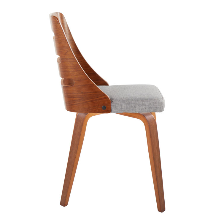 Gray Upholstered Walnut Wood Ladderback Side Chair Set