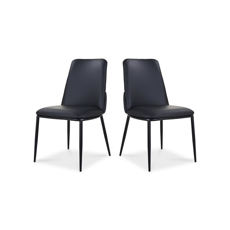 Douglas Contemporary Black Genuine Leather Side Chair