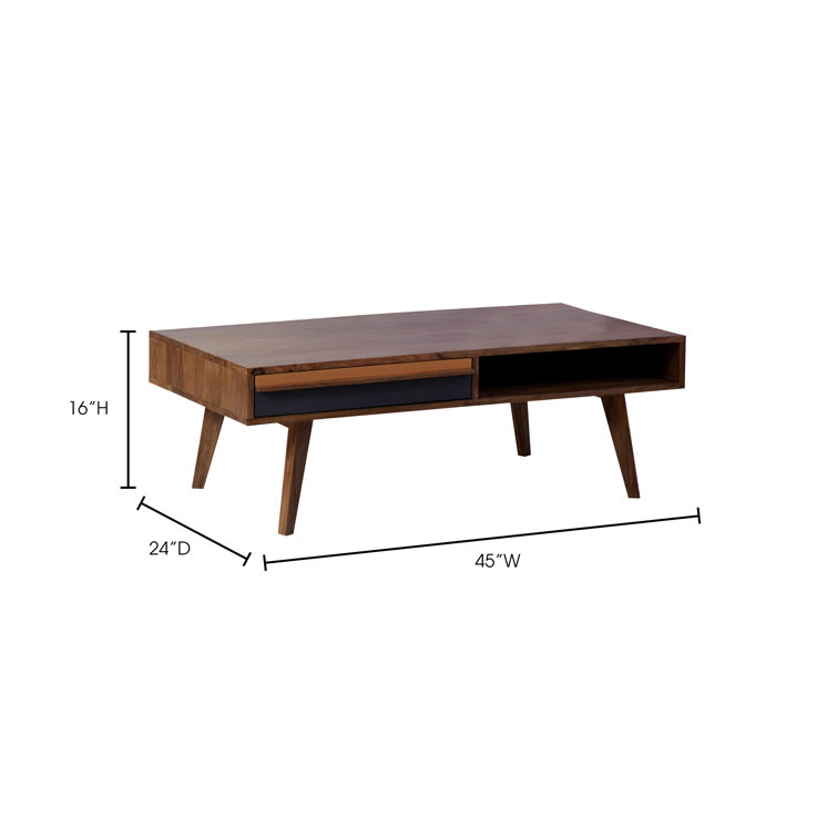 Bliss Mid Century Modern Sheesham Wood Coffee Table with Storage