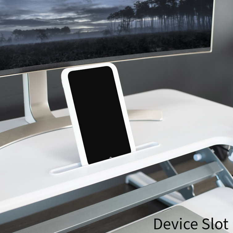 VIVO White 36" Adjustable Height Desk Converter with Keyboard Tray