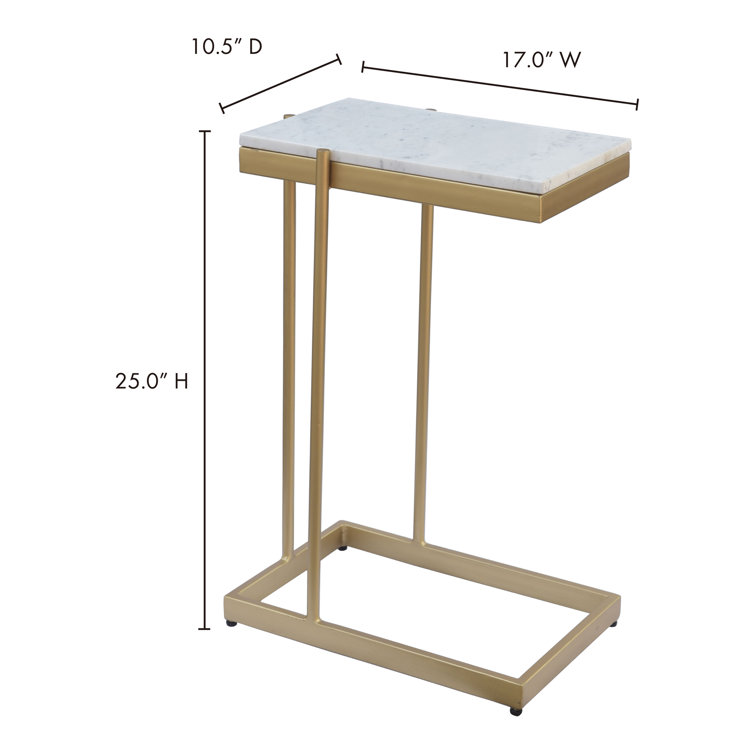 Gold Rectangular Marble Top End Table