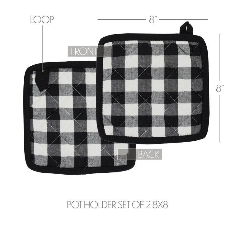 Annie Buffalo Check Black and White Cotton Pot Holder Set
