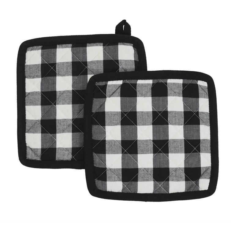 Annie Buffalo Check Black and White Cotton Pot Holder Set