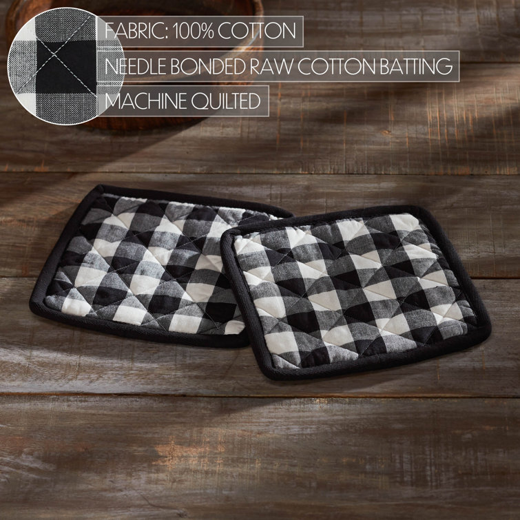Annie Buffalo Check Black and White Cotton Pot Holder Set