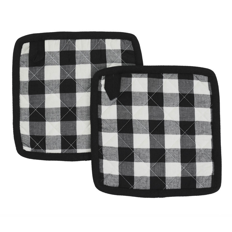 Annie Buffalo Check Black and White Cotton Pot Holder Set