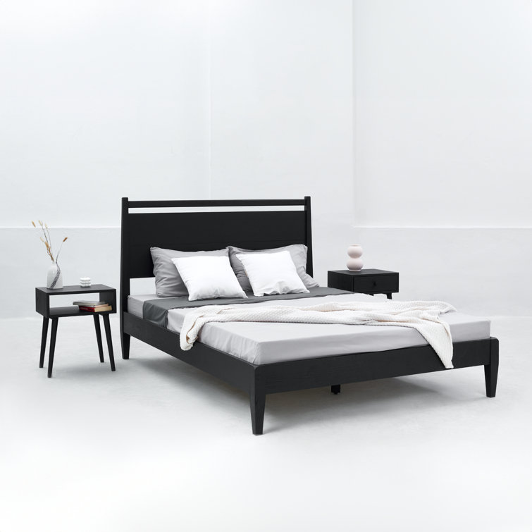 Adept Queen Dark Walnut Wooden Bed Frame with Headboard