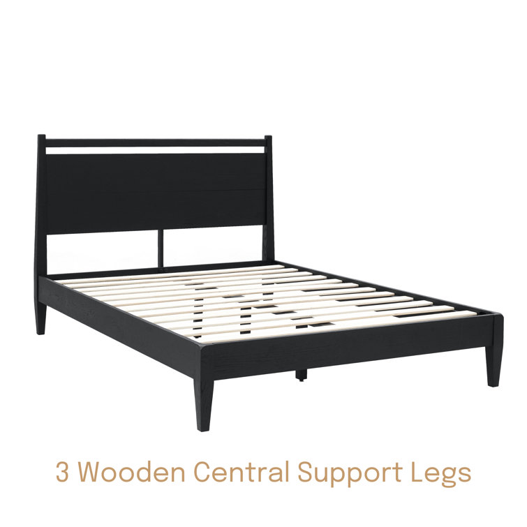 King Size Burnt Black Oak Wood Bed Frame with Headboard