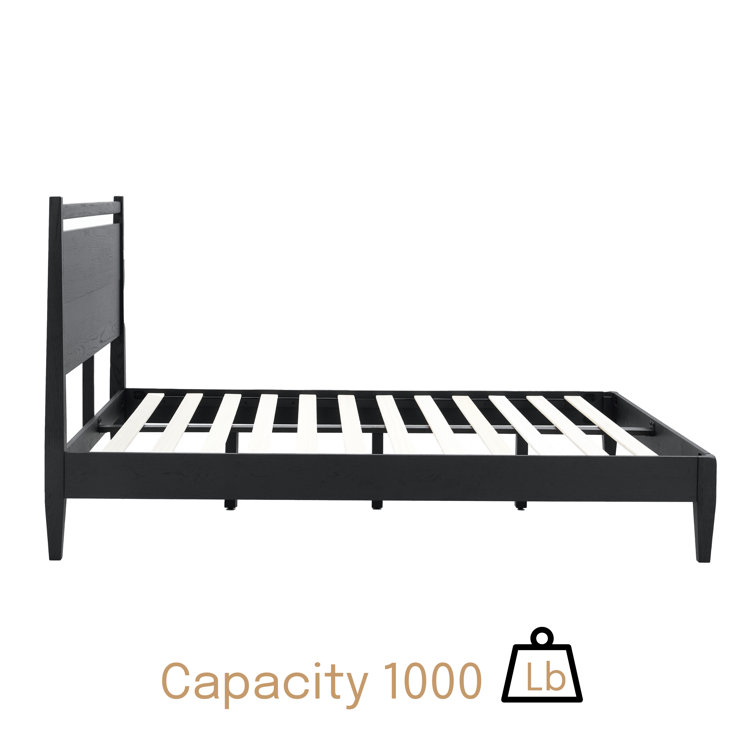 King Size Burnt Black Oak Wood Bed Frame with Headboard