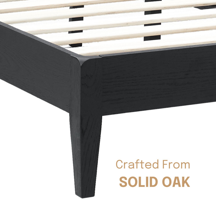 King Size Burnt Black Oak Wood Bed Frame with Headboard
