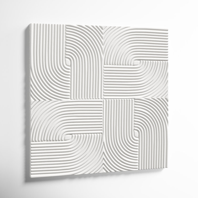 48'' White Geometric Wood Square Wall Art